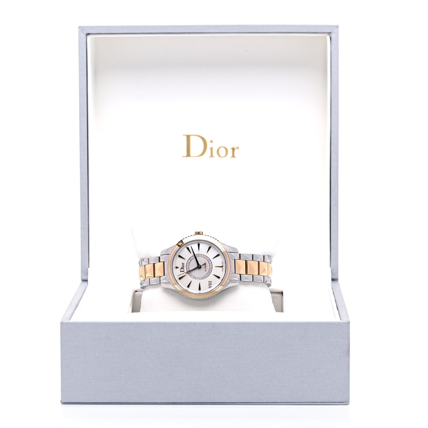 Stainless Steel 18K Rose Gold Diamond Mother of Pearl 32mm Dior VIII Montaigne Automatic Watch