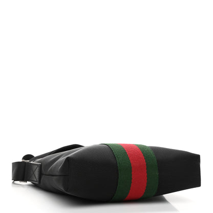 Gucci Techno Canvas Selleria Calfskin Web Small Flat Messenger Bag Black 4 of 10