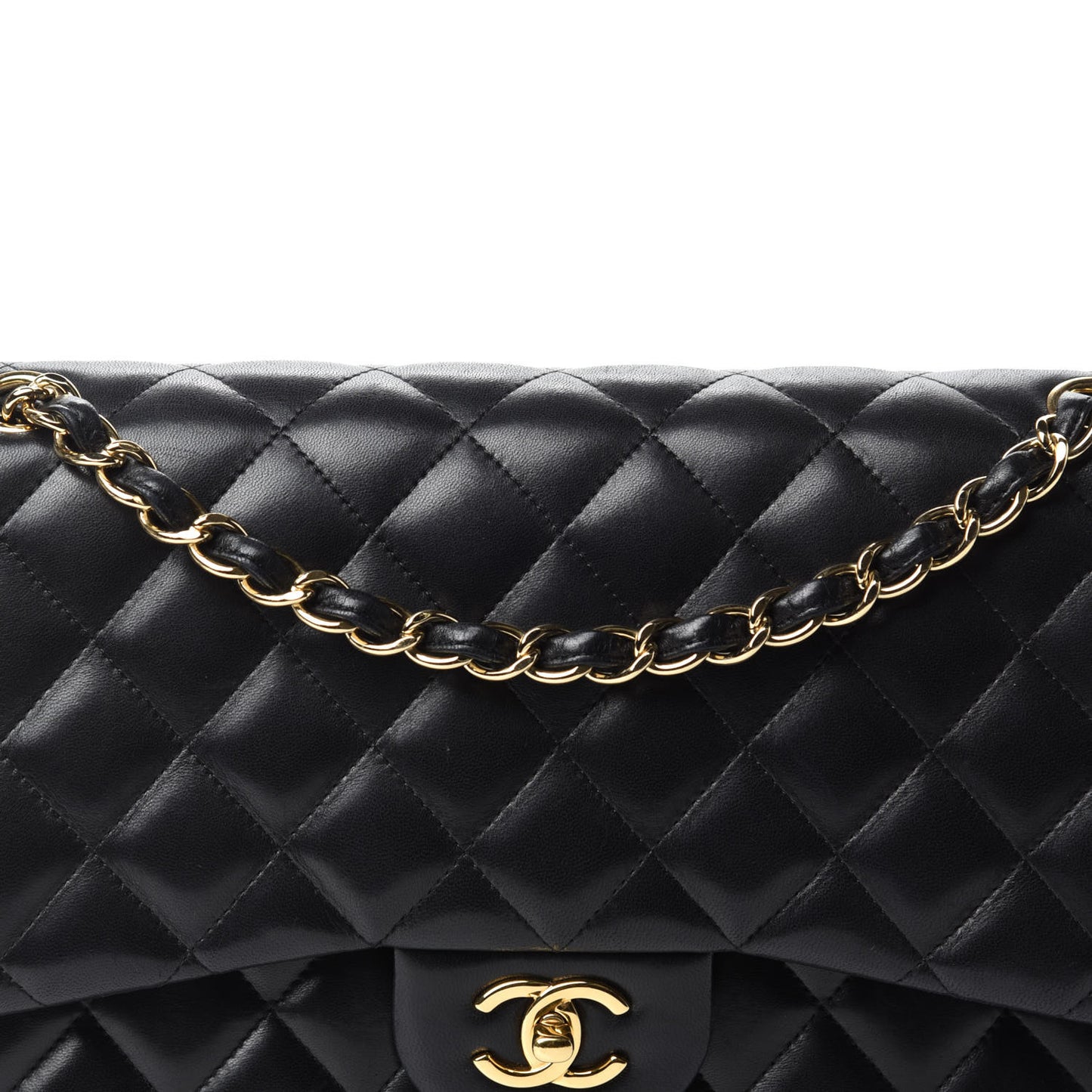 Lambskin Quilted Jumbo Double Flap Black