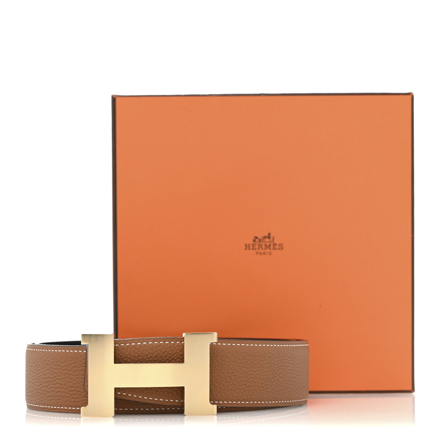 Hermes Box Togo 38mm Constance H Belt 90 36 Black Gold 6 of 6