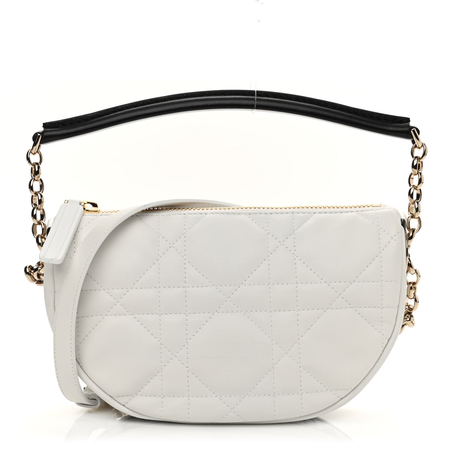 Lambskin Cannage Small Dior Vibe Hobo Bag White