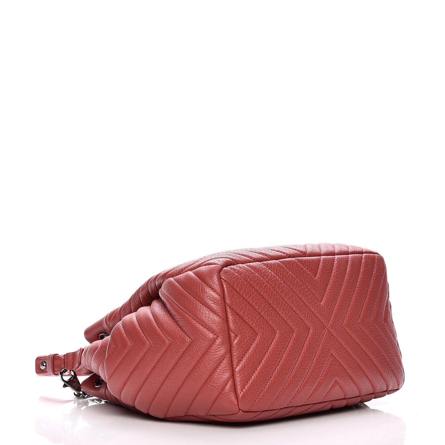 Deerskin Chevron Medium Chain Bucket Bag Coral
