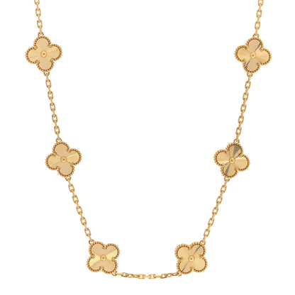 Van Cleef & Arpels 18K Yellow Gold 10 Motifs Guilloche Vintage Alhambra Necklace 1 of 7