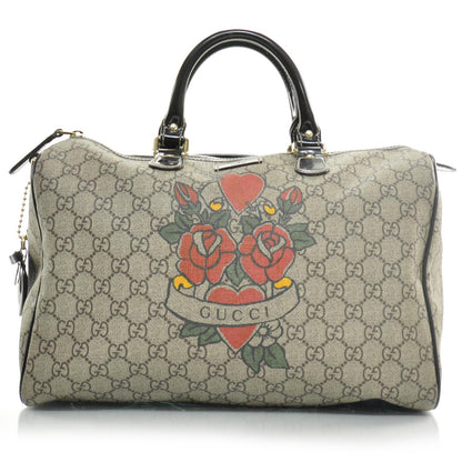 Gucci GG Plus Monogram Tattoo Heart Medium Joy Boston Dark Brown 1 of 9
