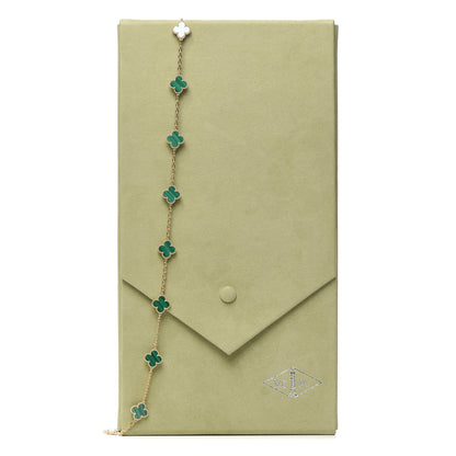 Van Cleef & Arpels 18K Yellow Gold Malachite 20 Motifs Vintage Alhambra Necklace 8 of 8