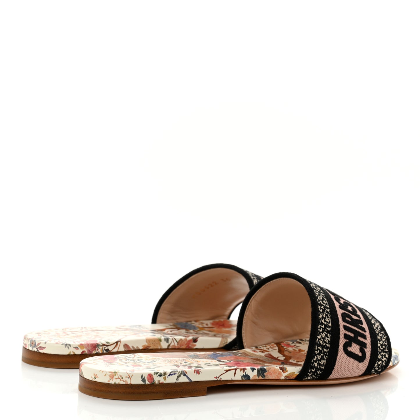 Canvas Jardin d’Hiver Embroidered Dway Flat Slide Sandals 36.5 White Multicolor