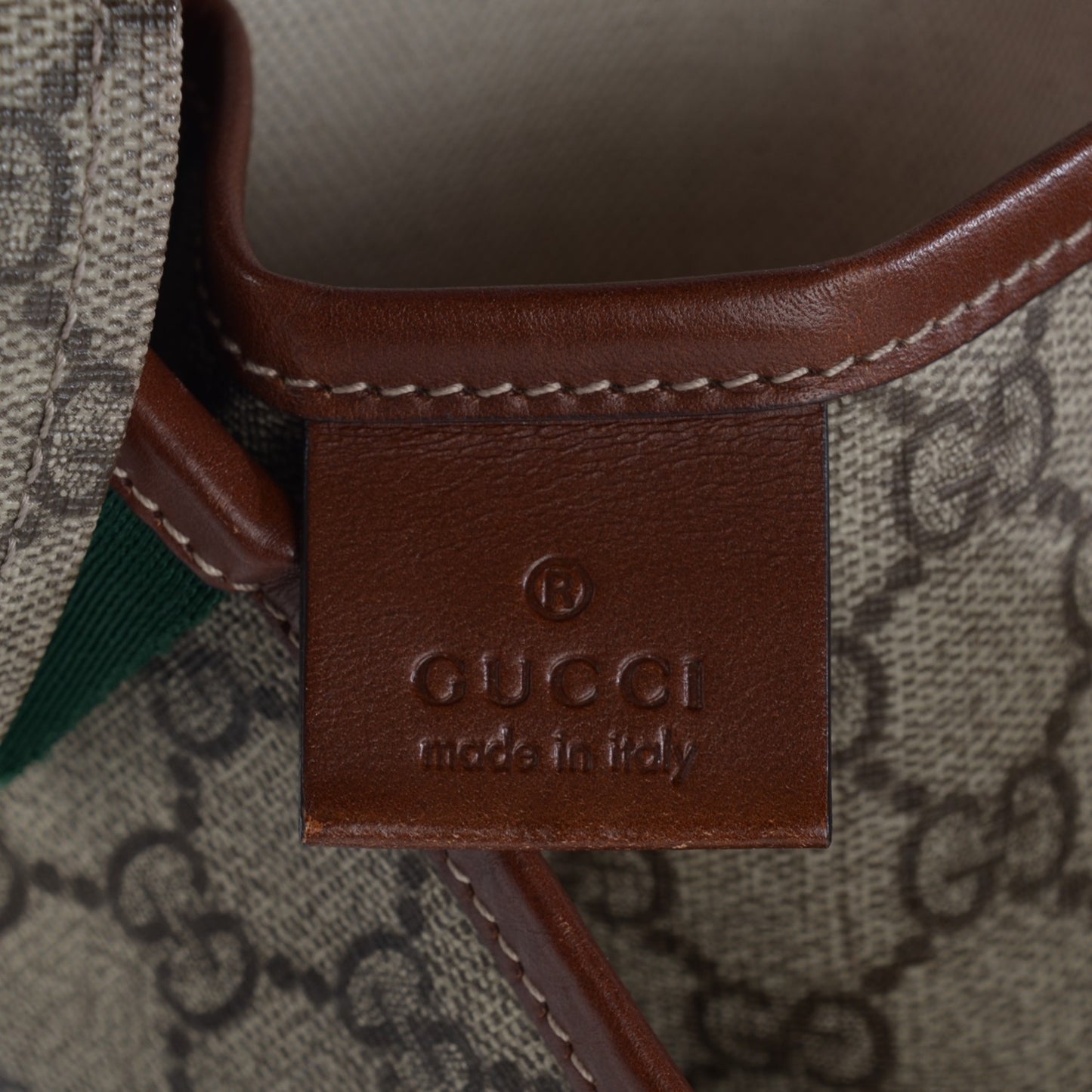 GG Plus Monogram Signature Web Loop Messenger Brown