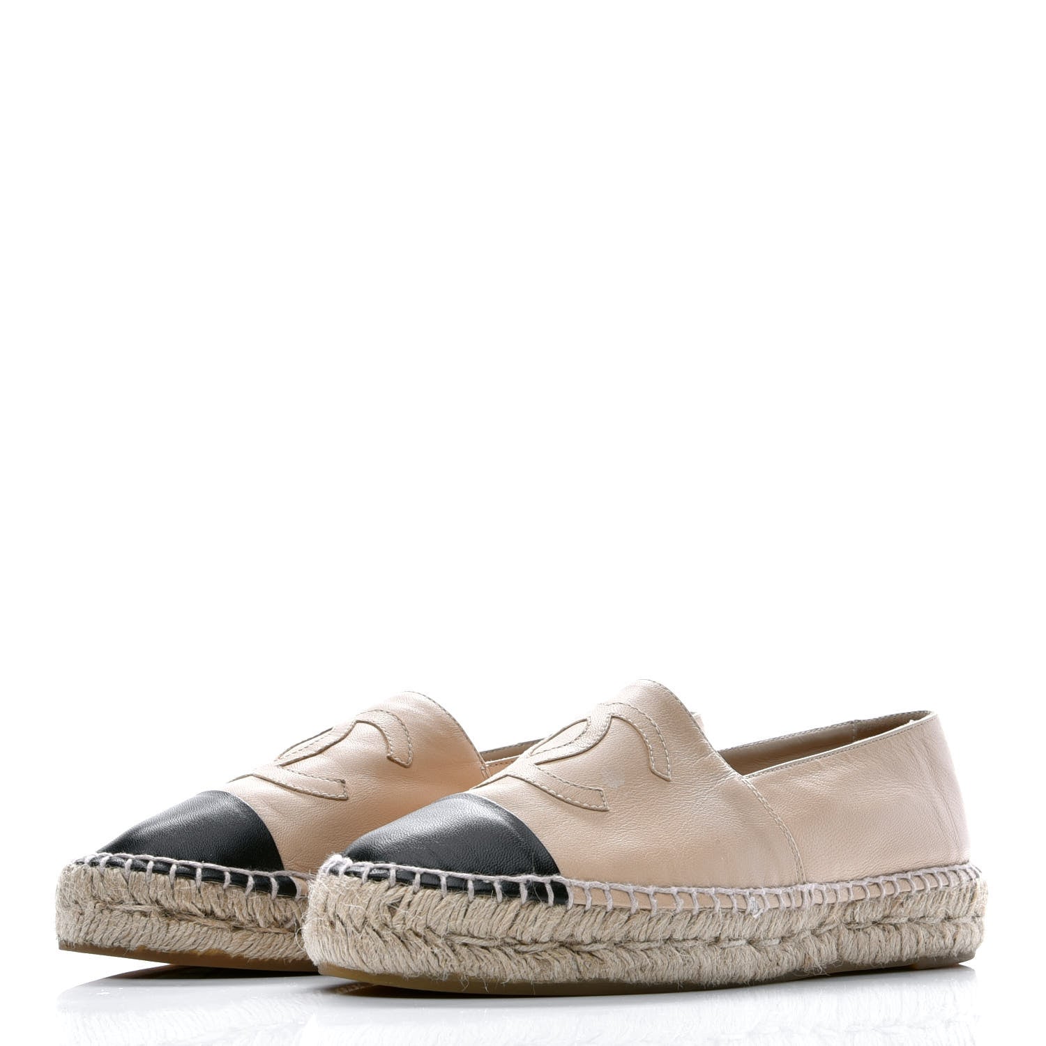 Chanel Lambskin CC Espadrilles 36 Beige Black 3 of 8