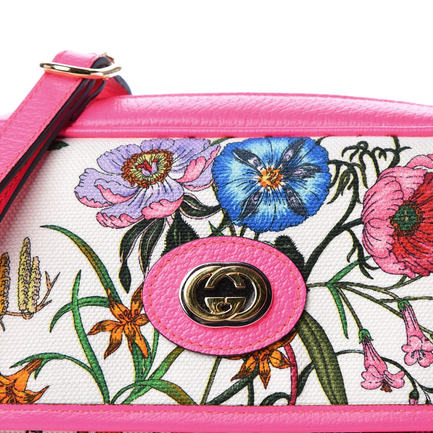 Canvas Flora Floral Shoulder Bag White Fuchsia Fluo