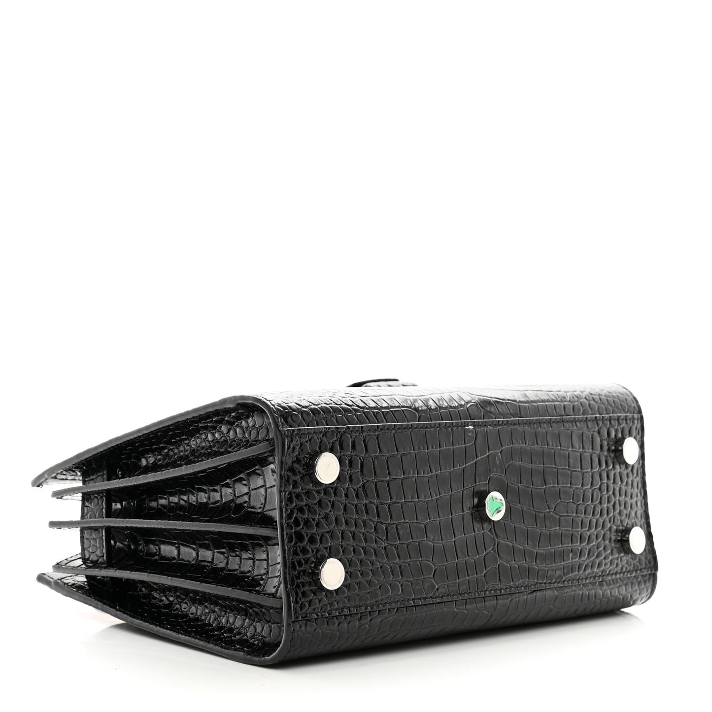 Calfskin Crocodile Embossed Nano Sac De Jour Black
