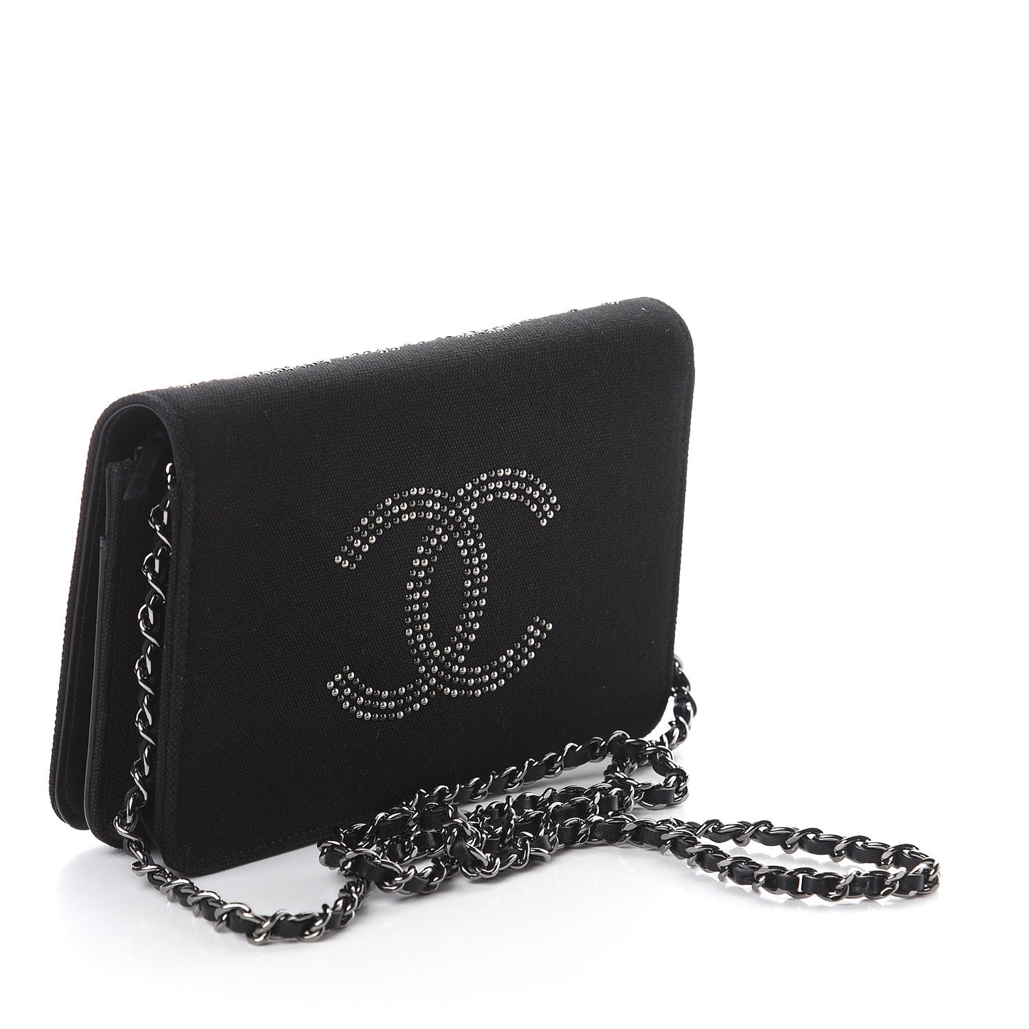 Canvas Studded CC Wallet On Chain WOC Black