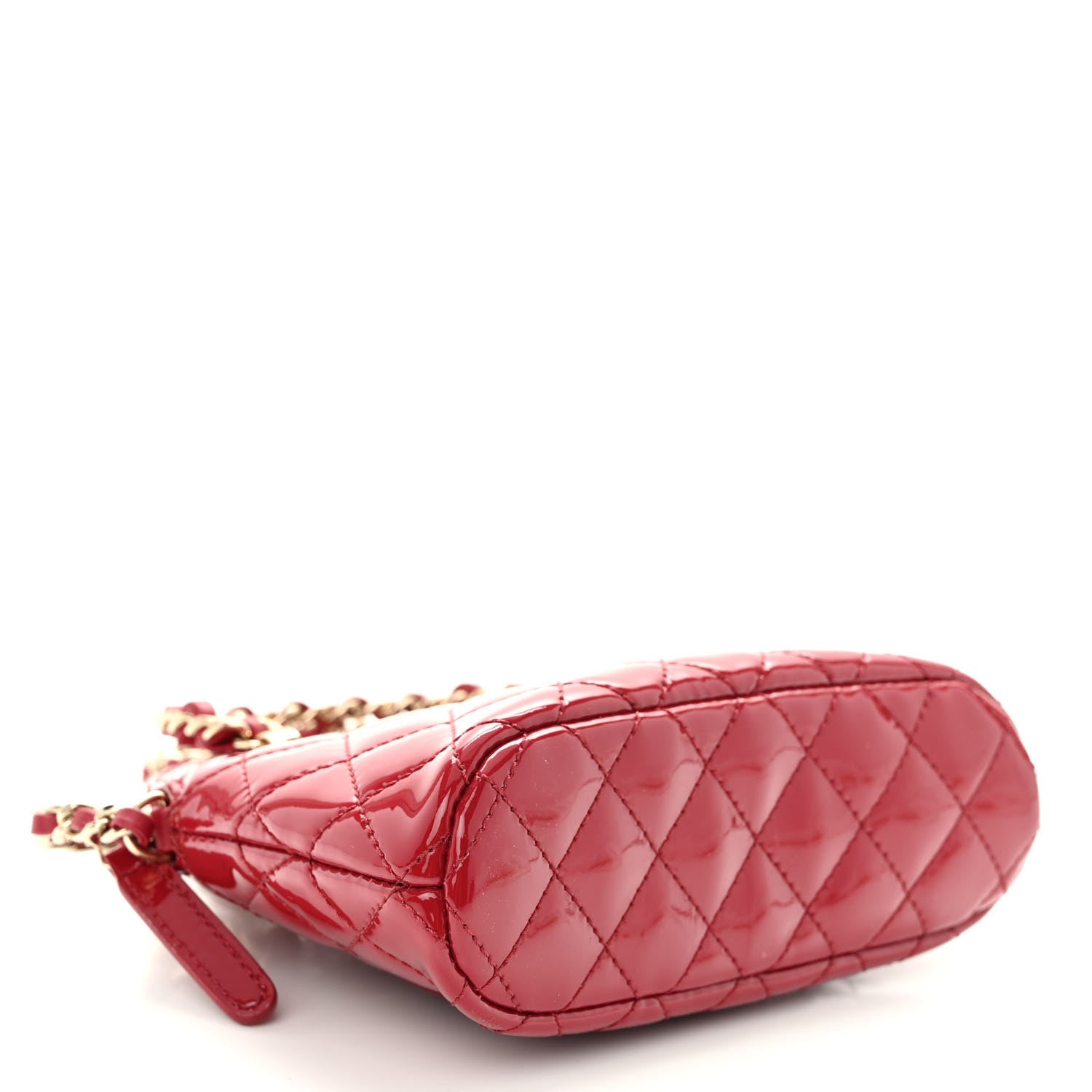 Chanel Patent Calfskin Quilted Shiny Coco Clutch With Chain Red 4 of 10