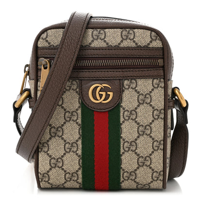 Gucci GG Supreme Monogram Web Mini Ophidia Messenger Brown 1 of 10