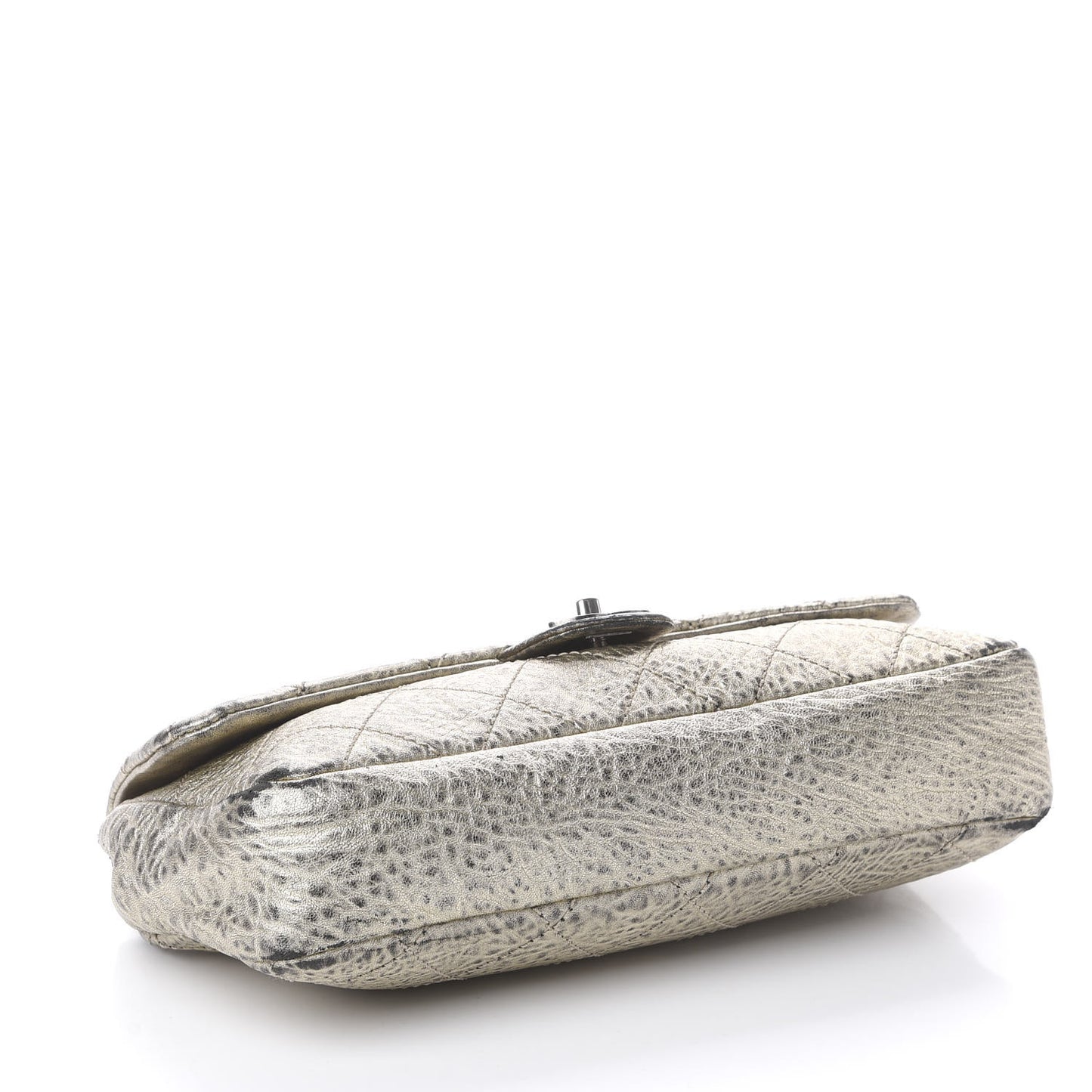 Distressed Metallic Lambskin Quilted Le Marais Ligne Flap Gold
