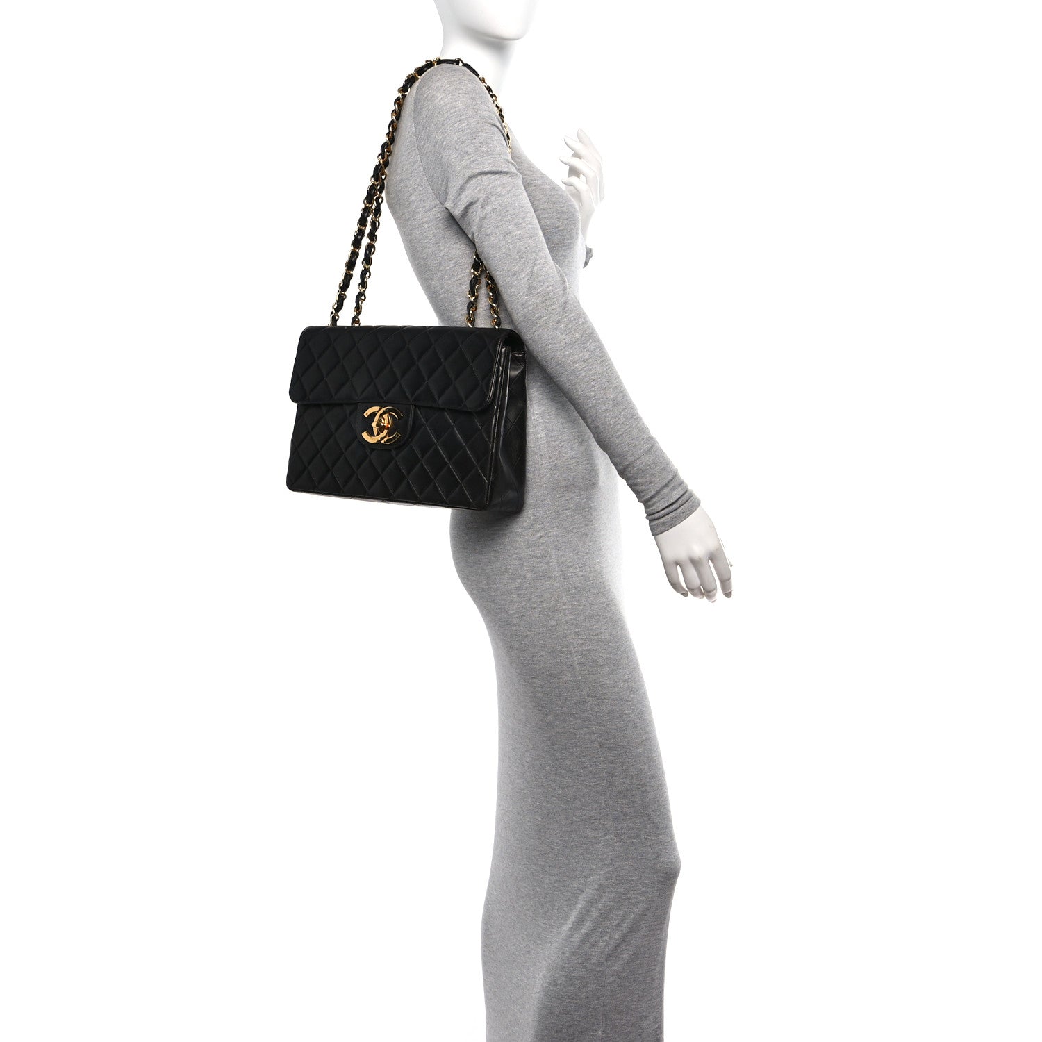 Chanel Lambskin Quilted XL Jumbo Single Flap Black 2 of 10