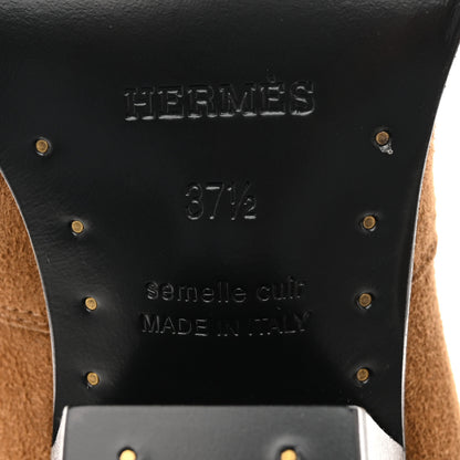 Hermes Suede Goatskin Womens Vegas Ankle Boot 37.5 Brun Fume 8 of 10