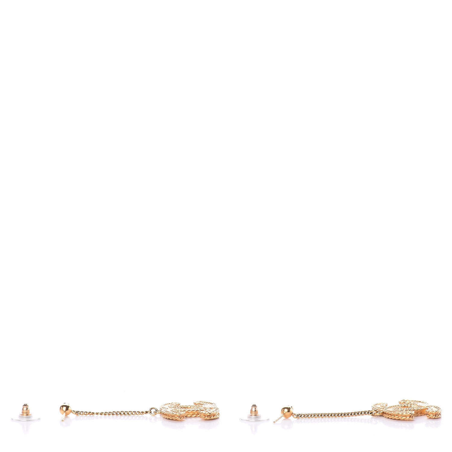 Chanel CC Drop Earrings Matte Gold 2 of 4