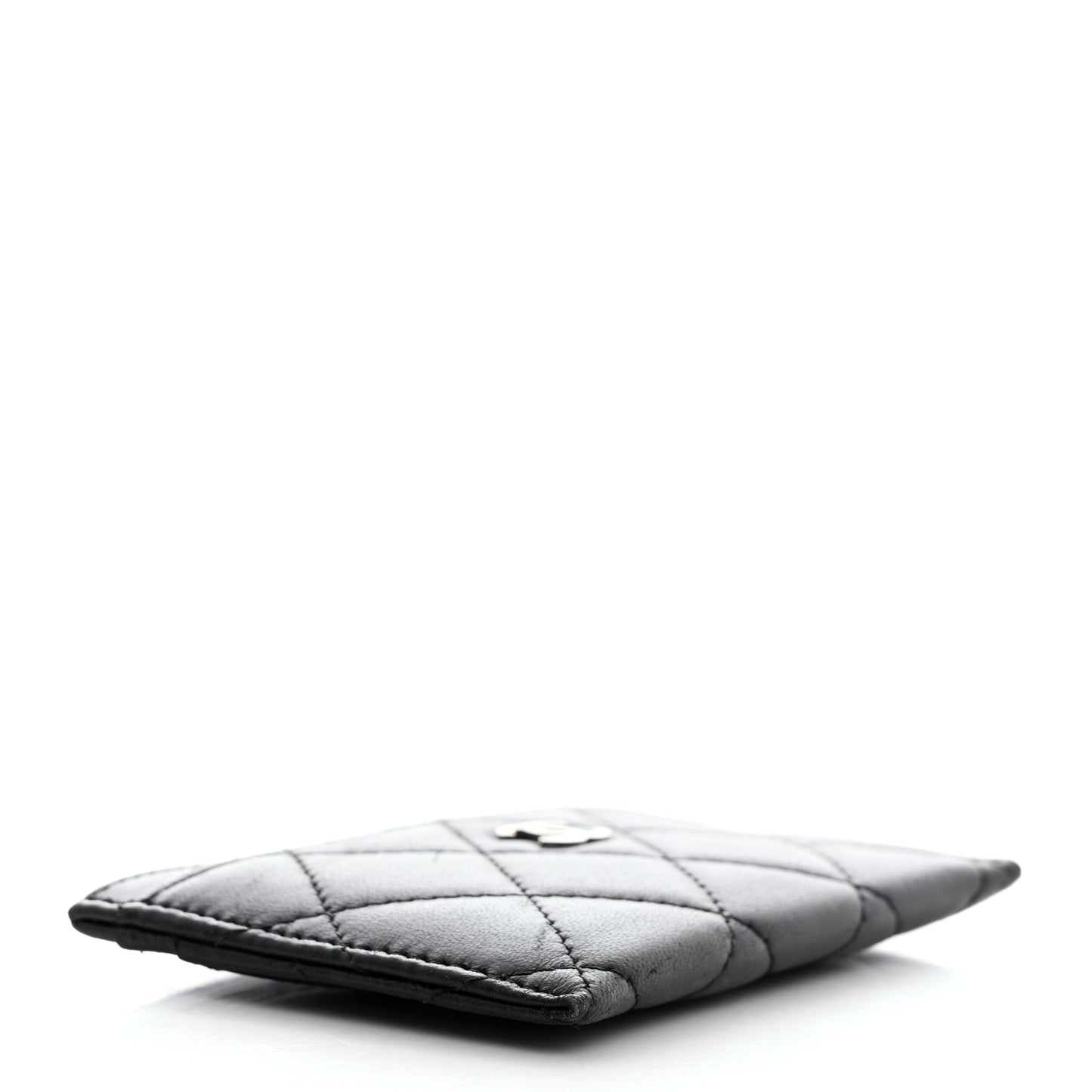 Lambskin Quilted Card Holder Black