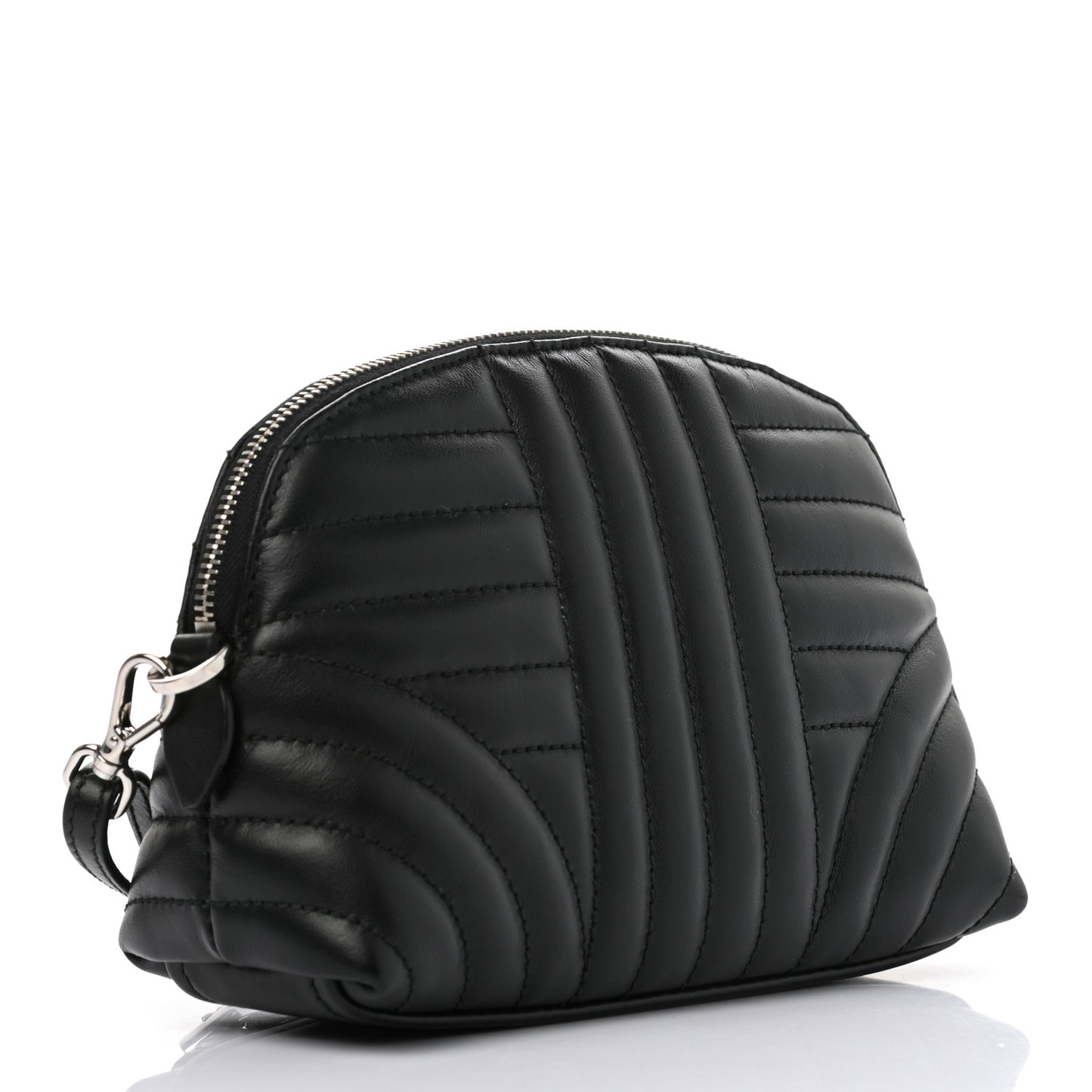 Soft Calfskin Diagramme Wristlet Pouch Bag Black