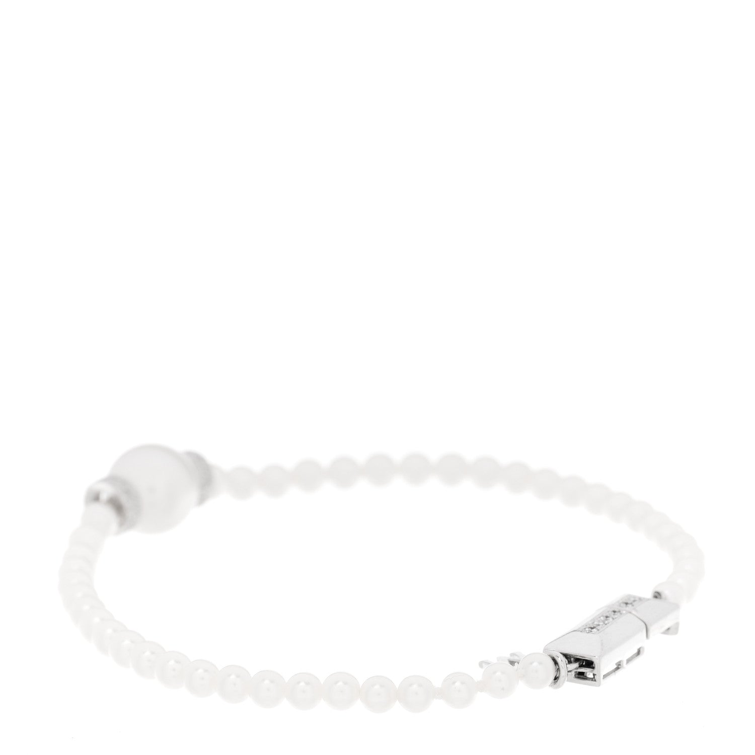 Mikimoto 18K White Gold Diamond Akoya Cultured Pearl 9.5mm Bracelet 2 of 3