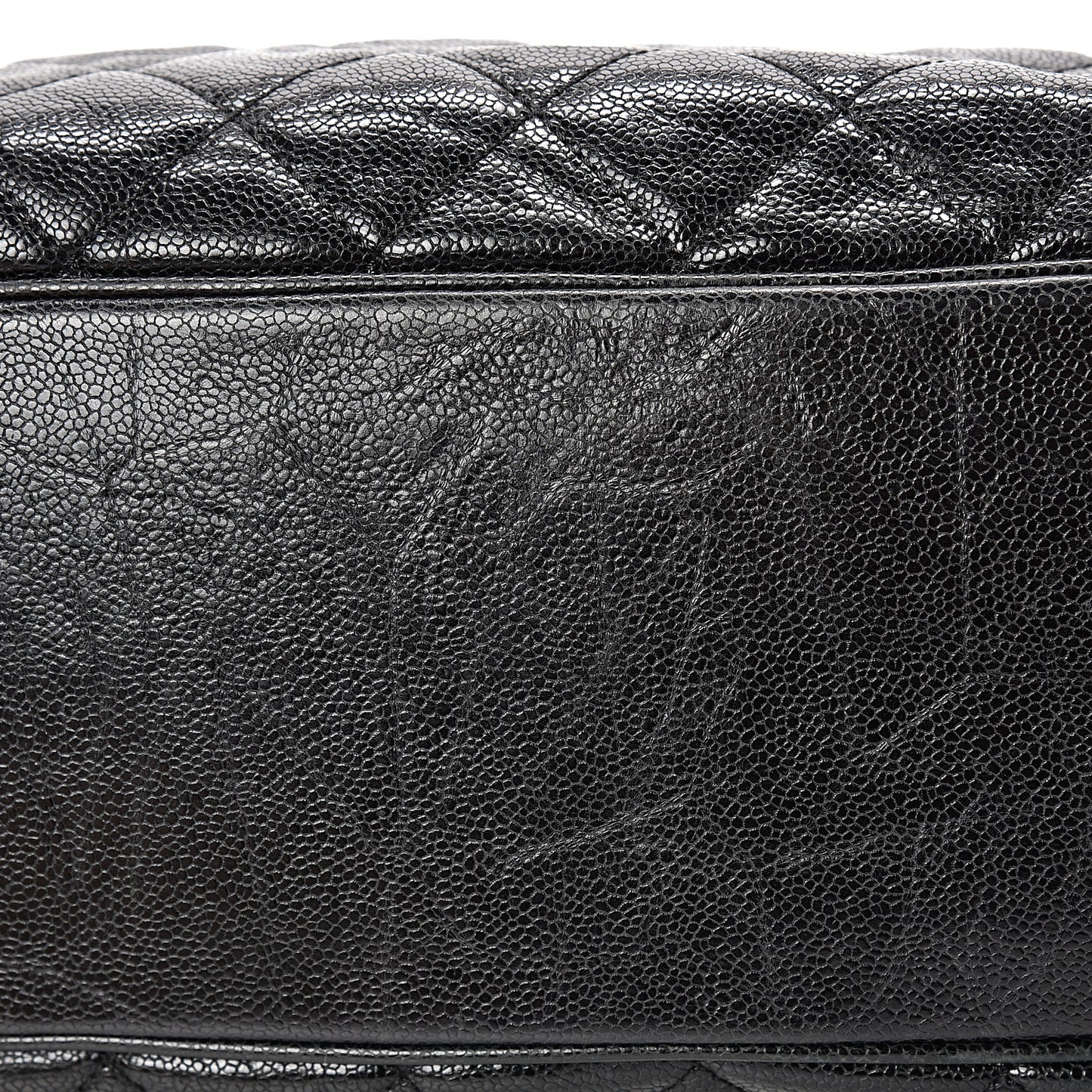 Crumpled Grained Calfskin Quilted CC Crave Tote Black