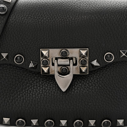 Valentino Garavani Pebbled Calfskin Rockstud Rolling Flip Lock Crossbody Bag Black 8 of 13
