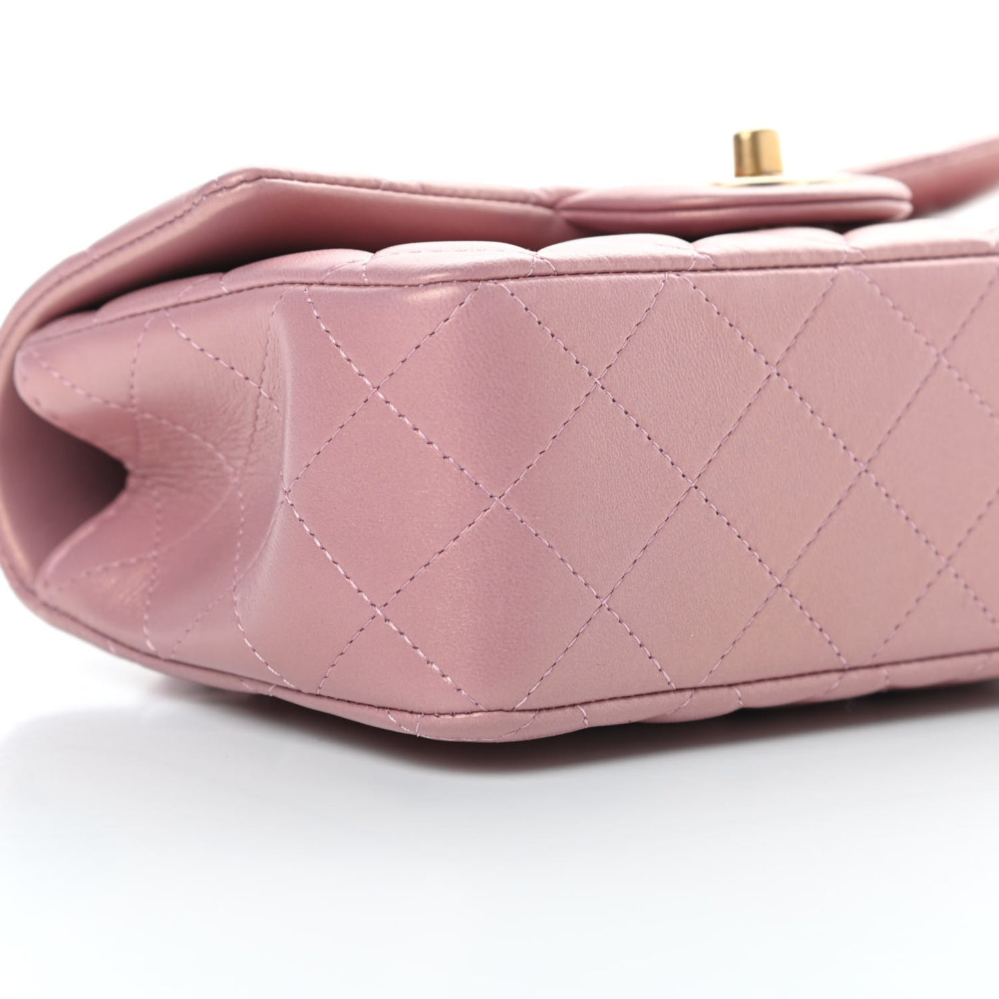 Iridescent Lambskin Quilted Mini Top Handle Rectangular Flap Pink