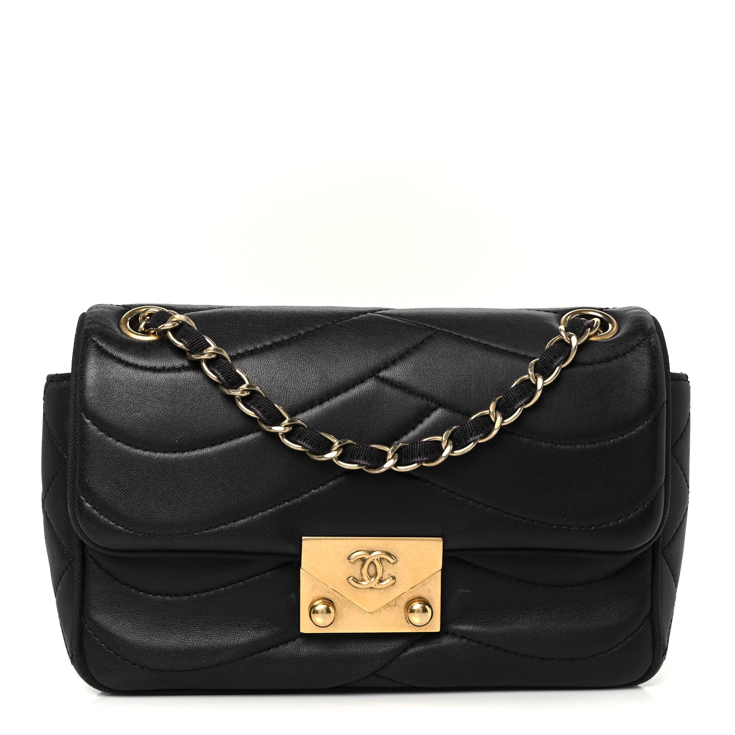Chanel Lambskin Scallop Quilted Small Pagoda Flap Black 1 of 11