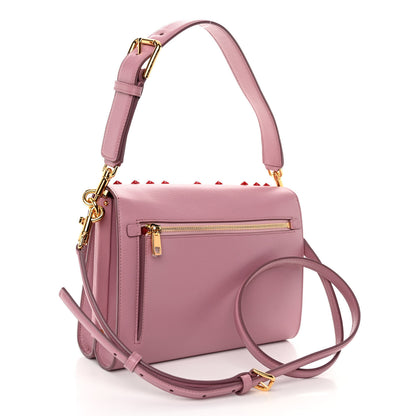 Dolce & Gabbana Calfskin Crystal Embellished Lucia Shoulder Bag Pink Multicolor 3 of 9