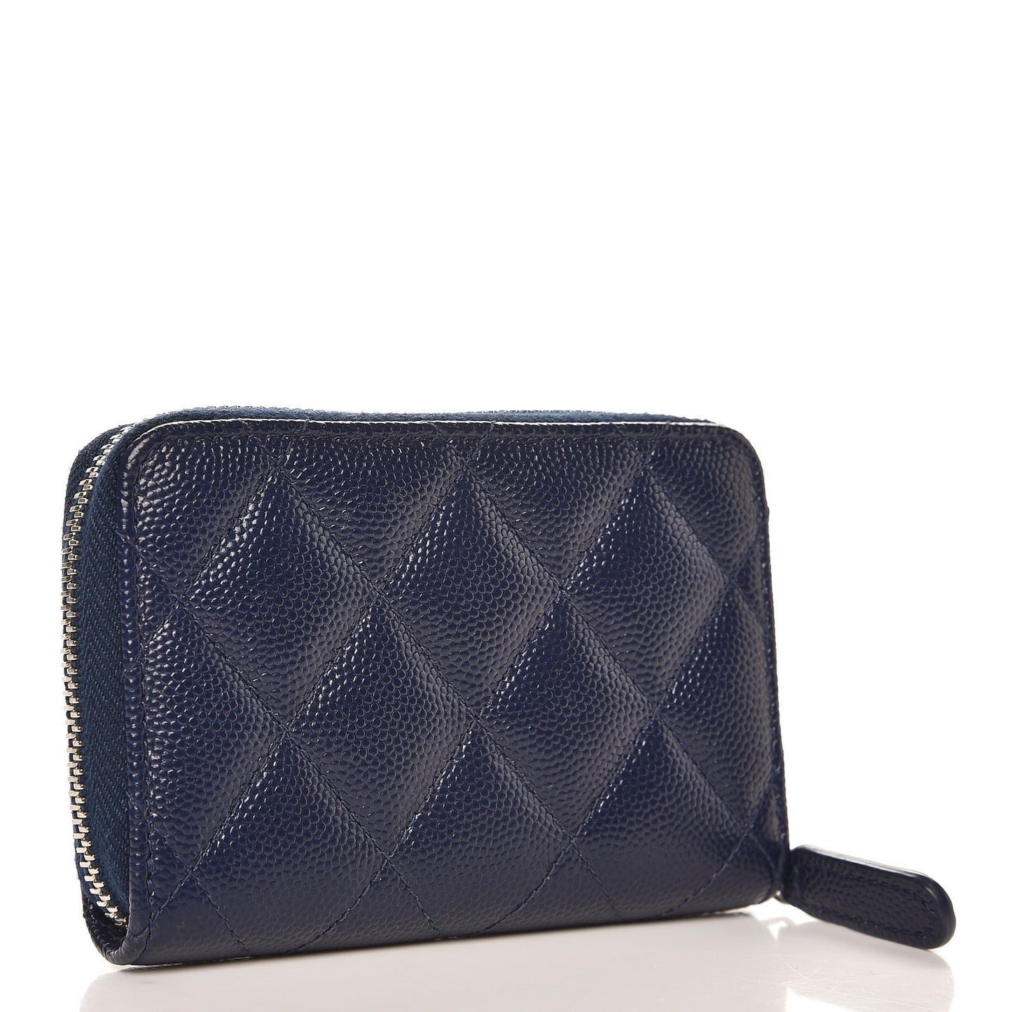 Caviar Quilted Zip Coin Purse Navy