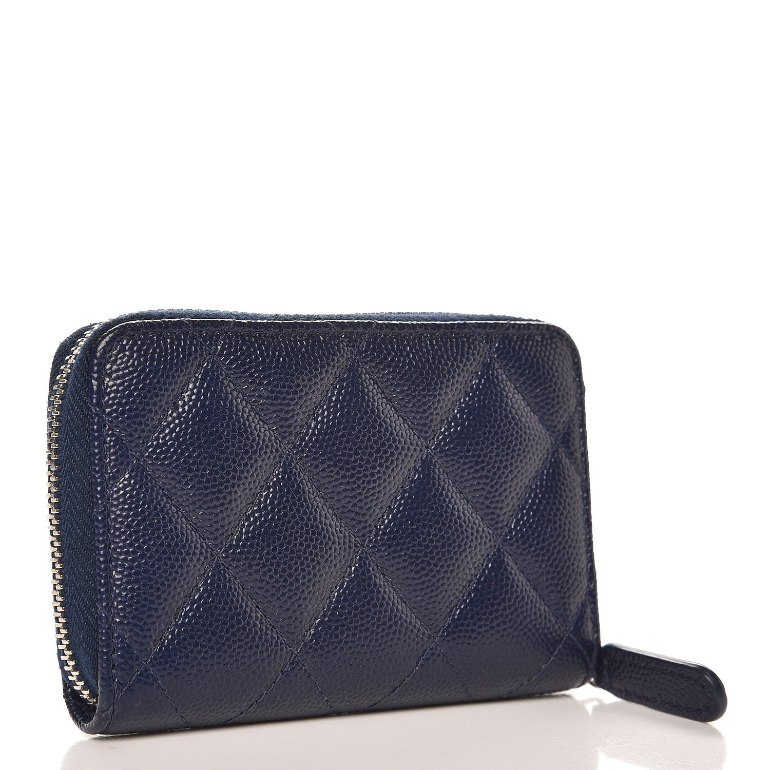 Chanel Caviar Quilted Zip Coin Purse Navy 3 of 7