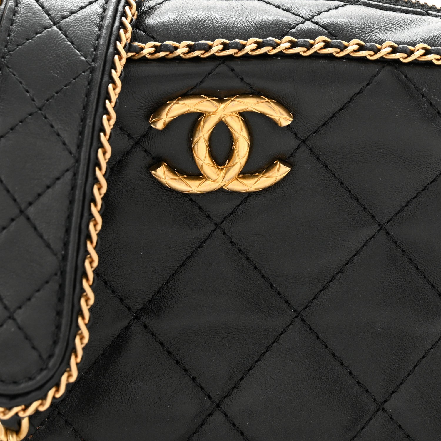 Chanel Lambskin Quilted Chain CC Mini Camera Case Black 8 of 11