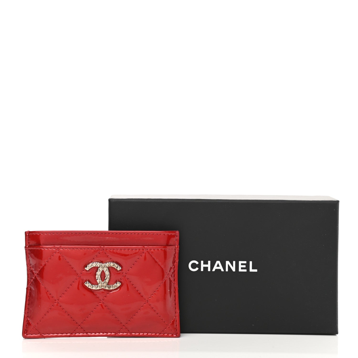 Chanel Patent Quilted Brilliant Card Holder Red 9 of 9