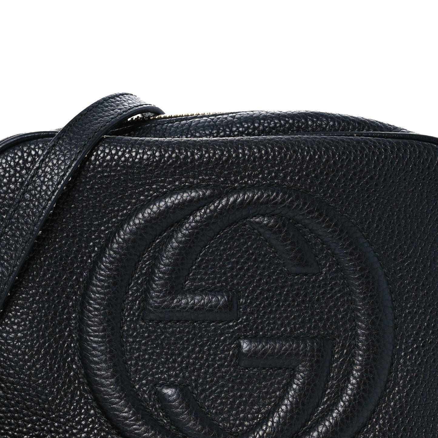 Pebbled Calfskin Small Soho Disco Bag Black