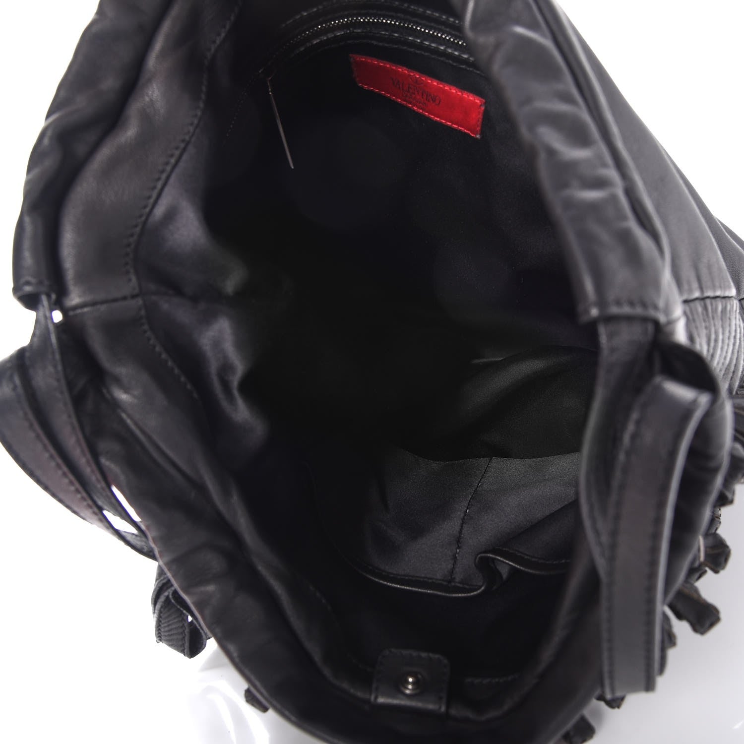 Valentino Garavani Lambskin Rockstud Fringe Bucket Black 7 of 10