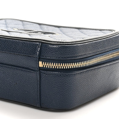 Chanel Caviar Quilted Medium CC Filigree Vanity Case Navy Black 10 of 10