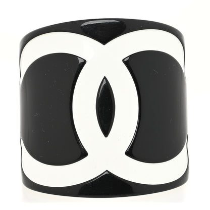 Chanel Resin CC Wide Cuff Black White 1 of 3