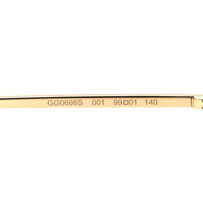 Gucci Metal Rimless Star Studded 90mm Cat Eye GG0666S Sunglasses Black Gold 6 of 7