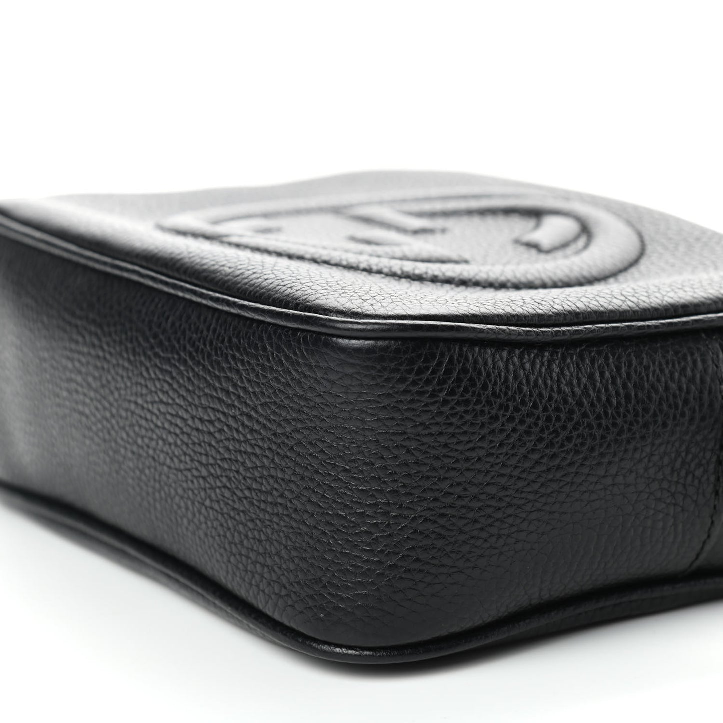 Pebbled Calfskin Small Soho Disco Bag Black