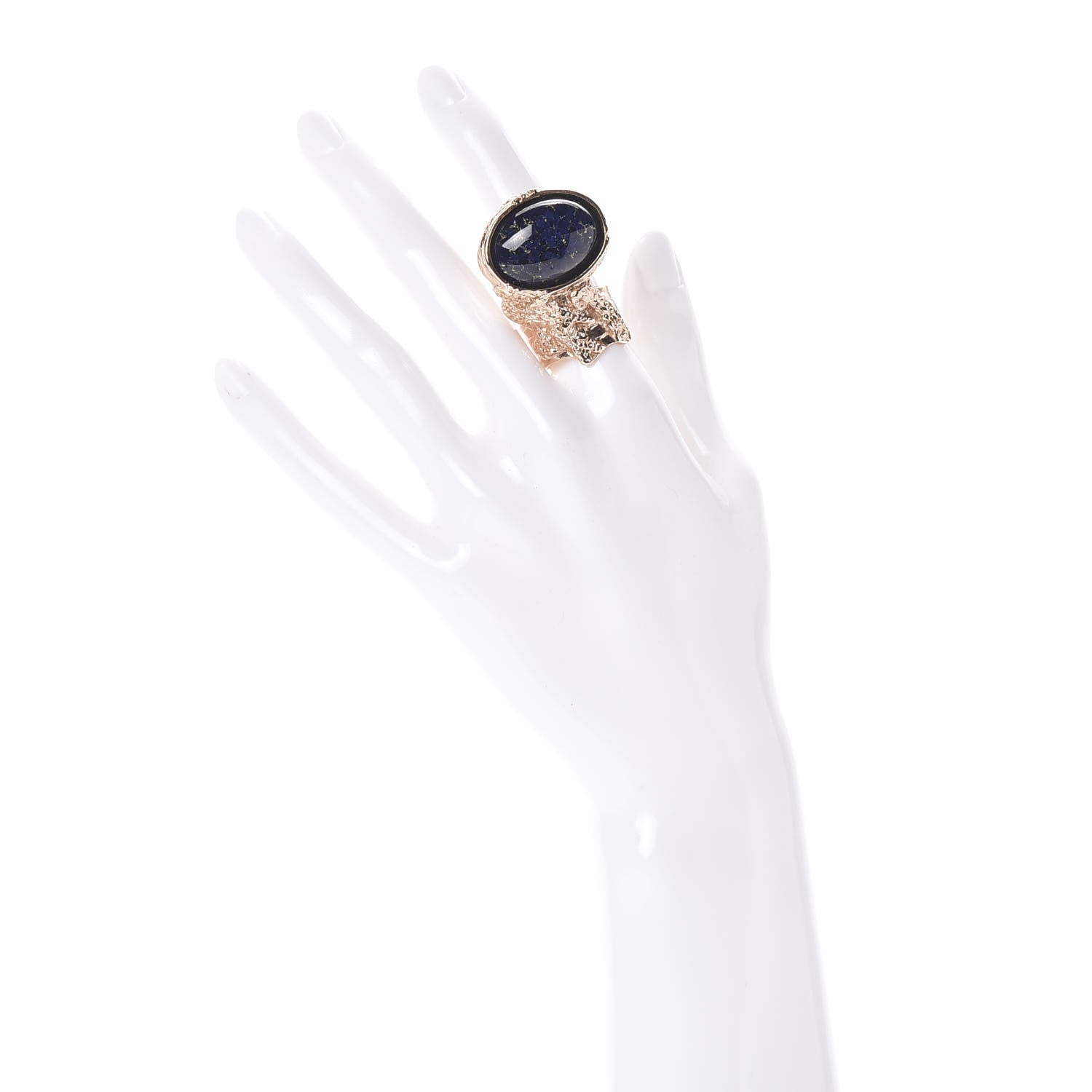 Saint Laurent Glass Cabochon Arty Ovale Ring 7 Rose Gold Lapis 2 of 5