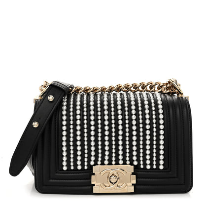 Chanel Calfskin Pearl Smal Chanel Pearls Boy Flap Black 1 of 10