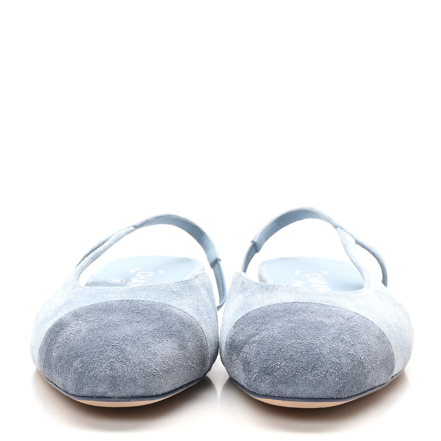 Suede Cap Toe CC Slingback Pumps 40 Light Blue