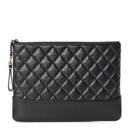 Chanel Aged Calfskin Quilted Medium Gabrielle Cosmetic Case Black 1 of 9