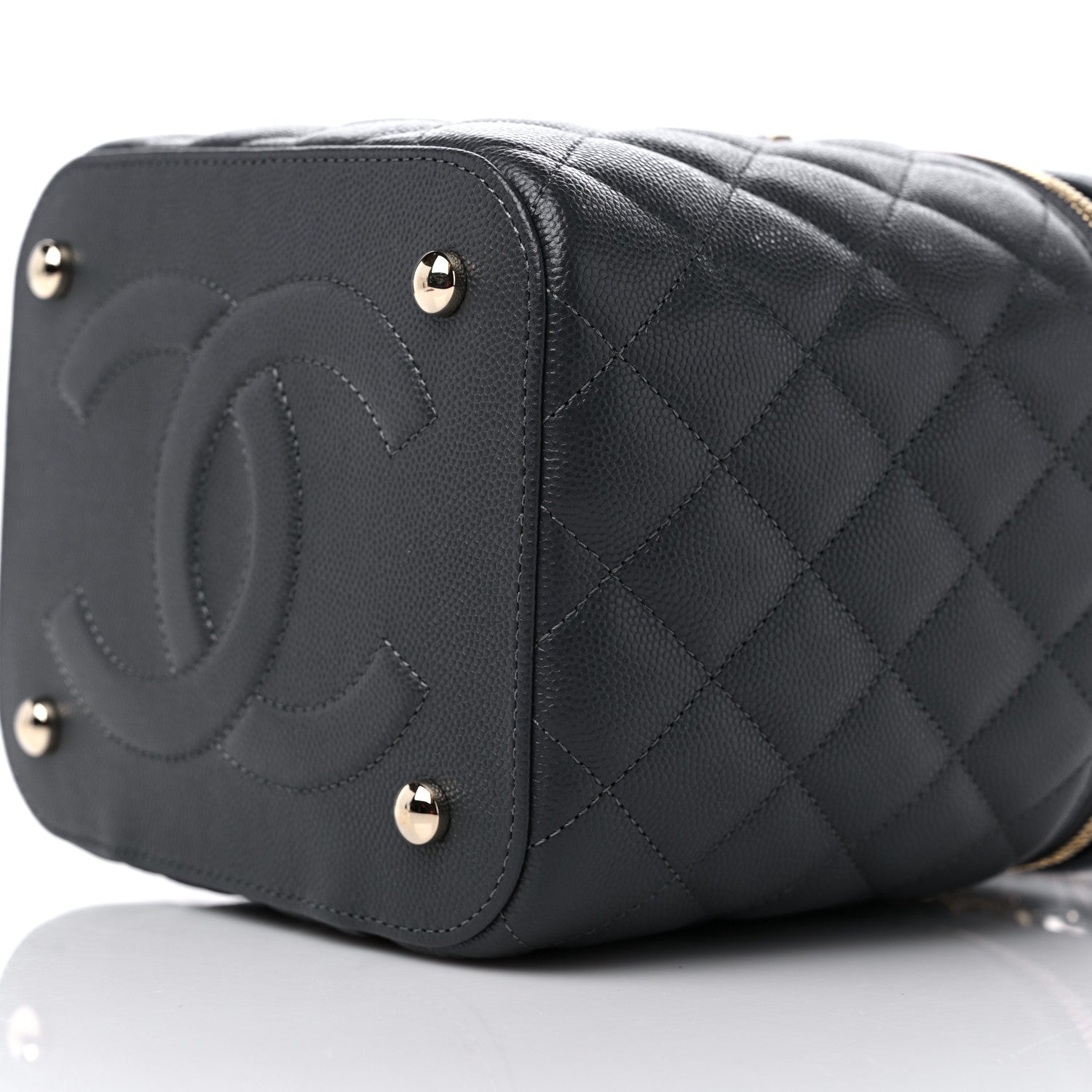 Chanel Caviar Quilted Small Top Handle Vanity Case With Chain Dark Grey 9 of 9