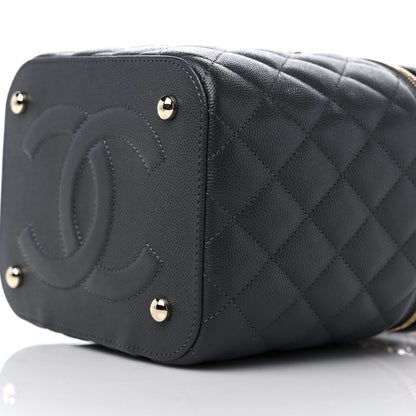 Chanel Caviar Quilted Small Top Handle Vanity Case With Chain Dark Grey 9 of 9