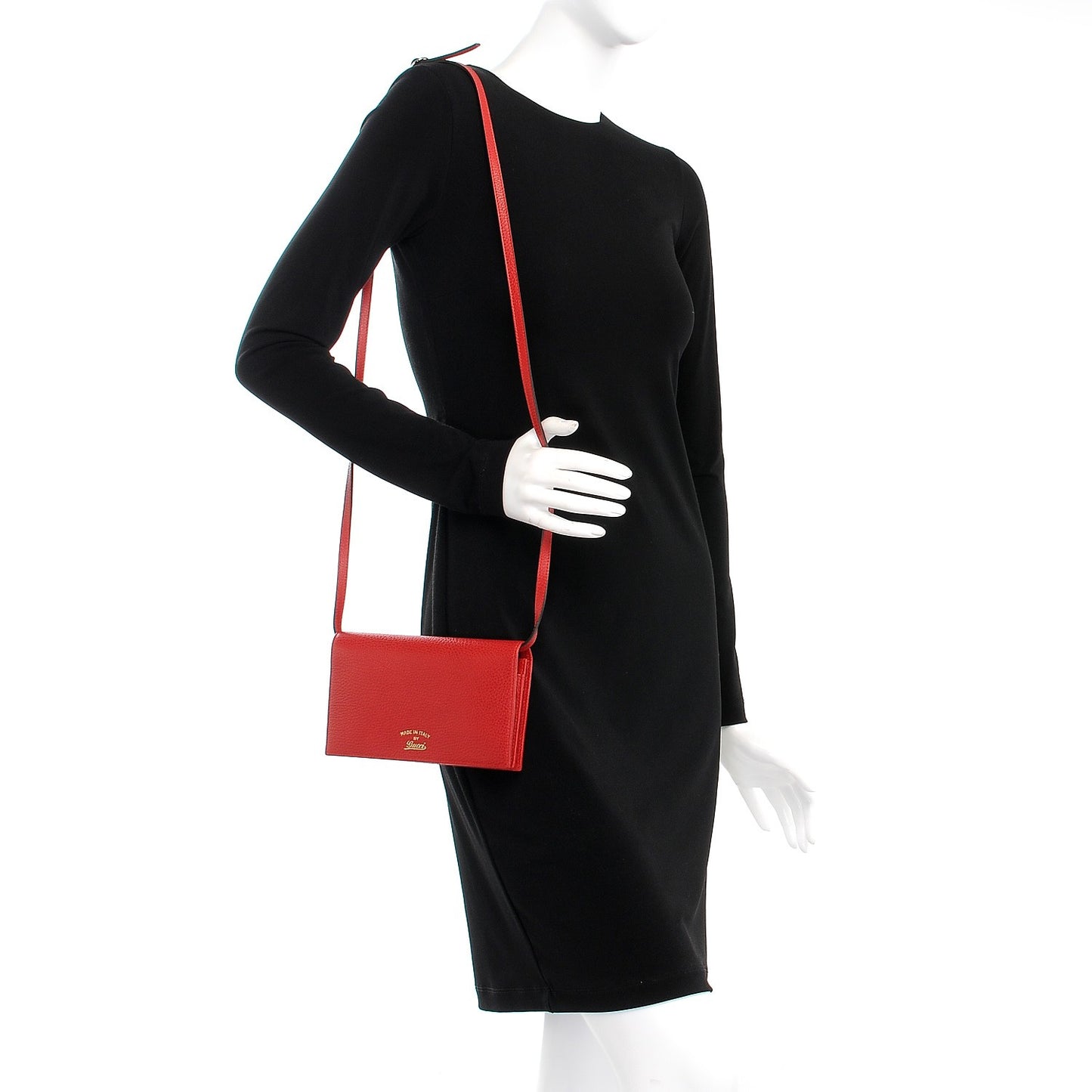 Dollar Calfskin Mini Swing Wallet Bag Red