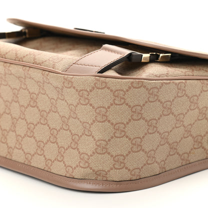 Gucci GG Plus Monogram Medium Double Buckle Flap Messenger Bag Pink 10 of 10