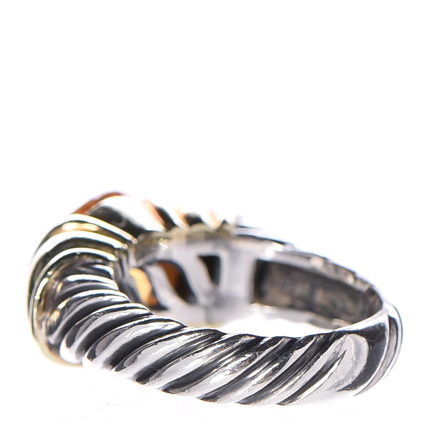 Sterling Silver 14K Yellow Gold Citrine 10mm Cable Capri Ring 52 6