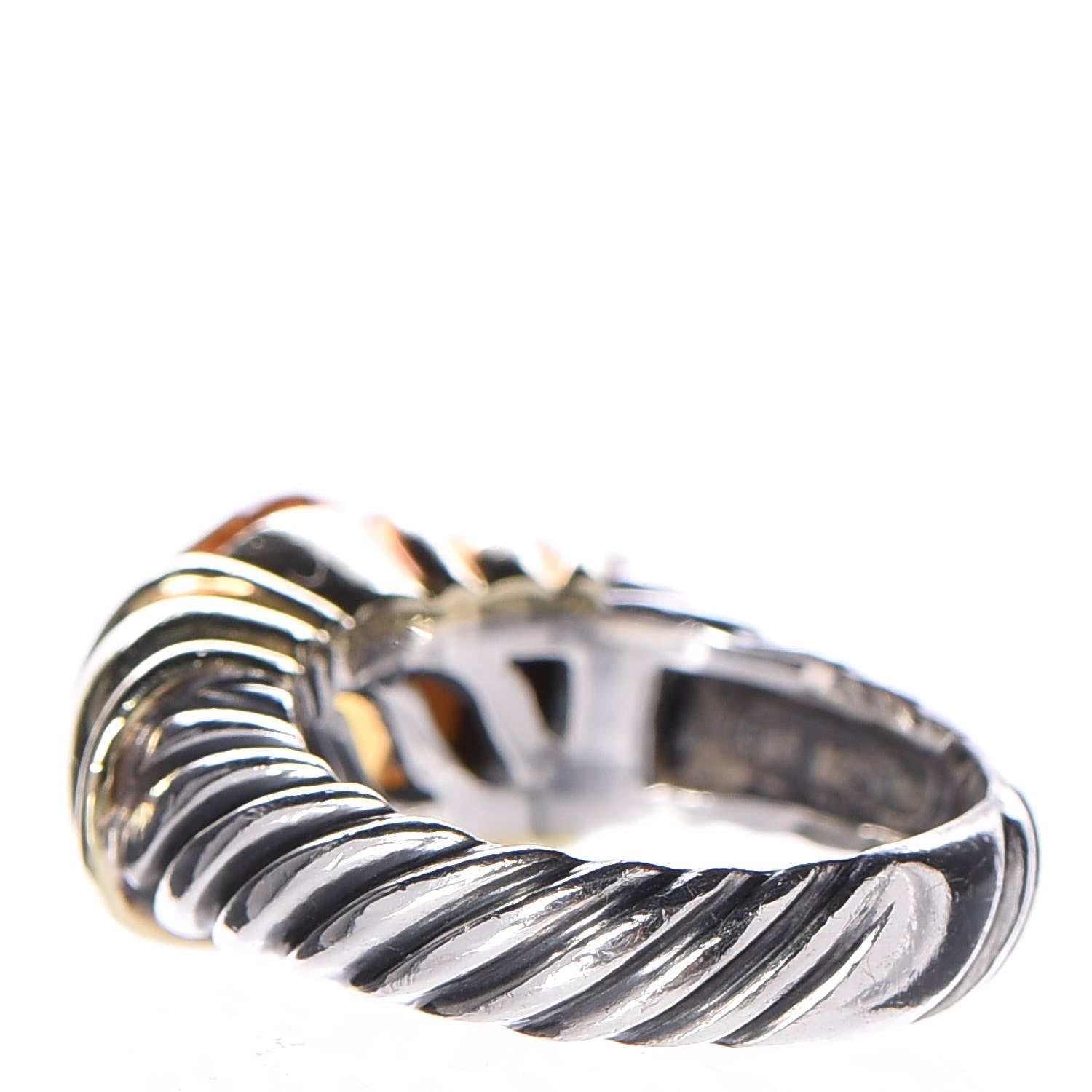 David Yurman Sterling Silver 14K Yellow Gold Citrine 10mm Cable Capri Ring 52 6 3 of 6