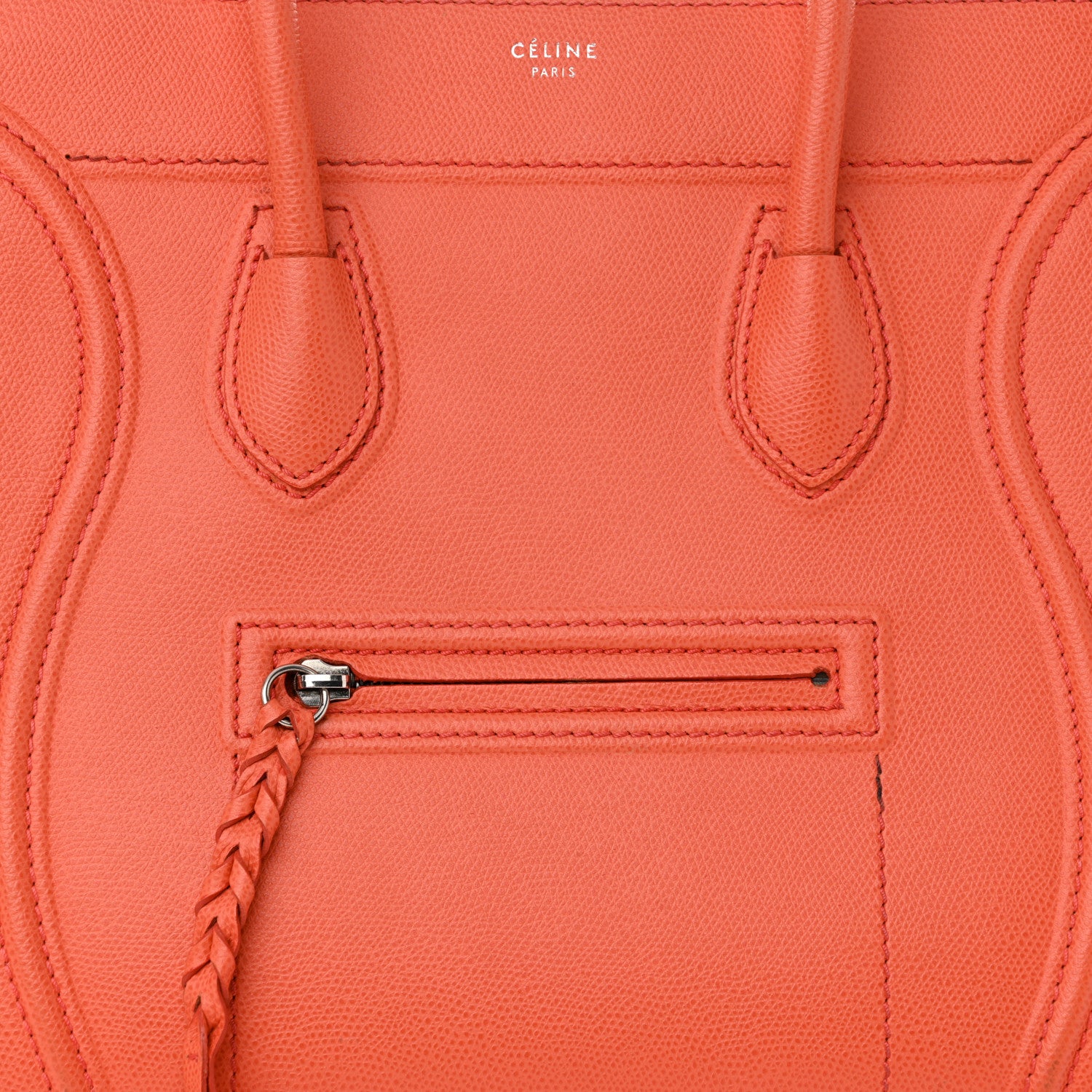Celine Grained Calfskin Medium Phantom Luggage Coral 10 of 20